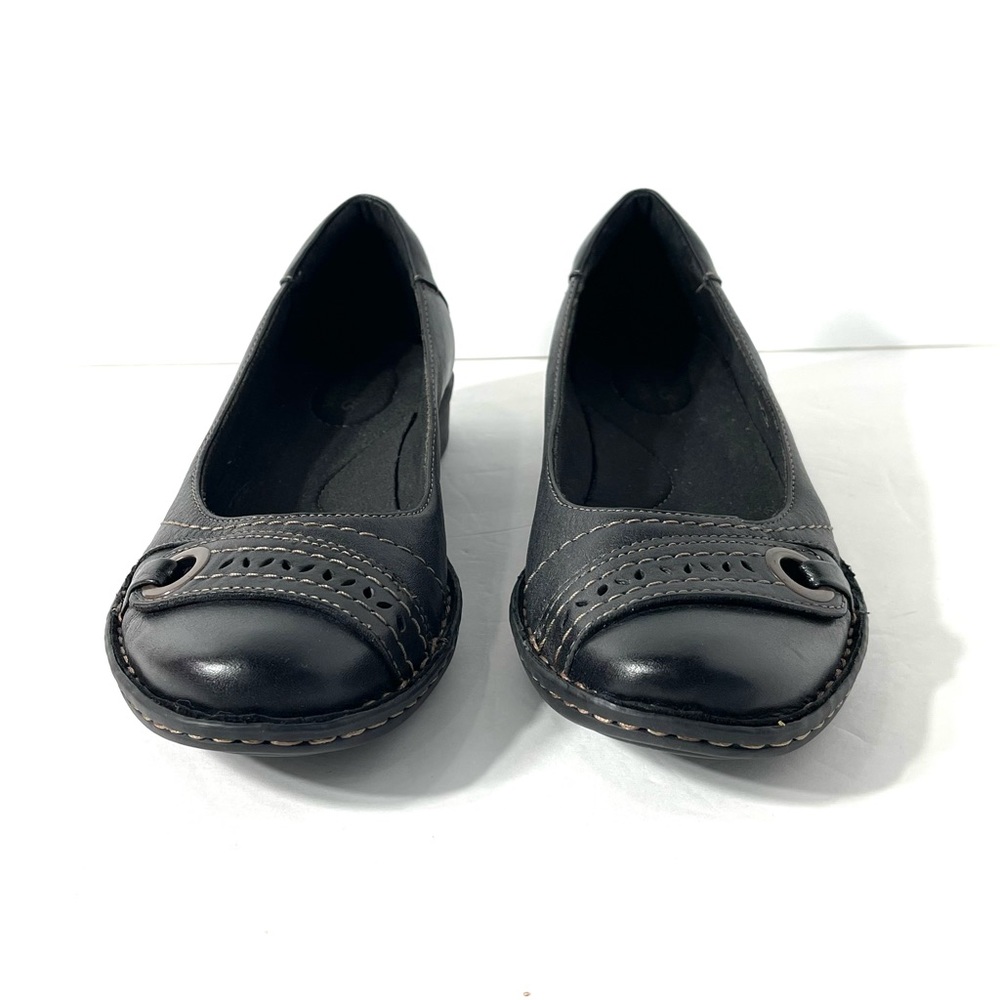 Clarks Bendables Black Leather Slip-On Shoes Size 9 - Picture 3 of 12
